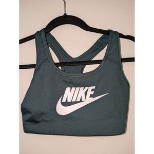 Nike Women's Pro Swoosh Logo Futura Bra Small Pro Green medium support